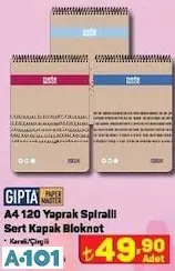 GIPTA A4 120 YAPRAK SPİRALLİ SERT KAPAK BLOKNOT GIPTA A4 120 YAPRAK SPİRALLİ SERT KAPAK BLOKNOT